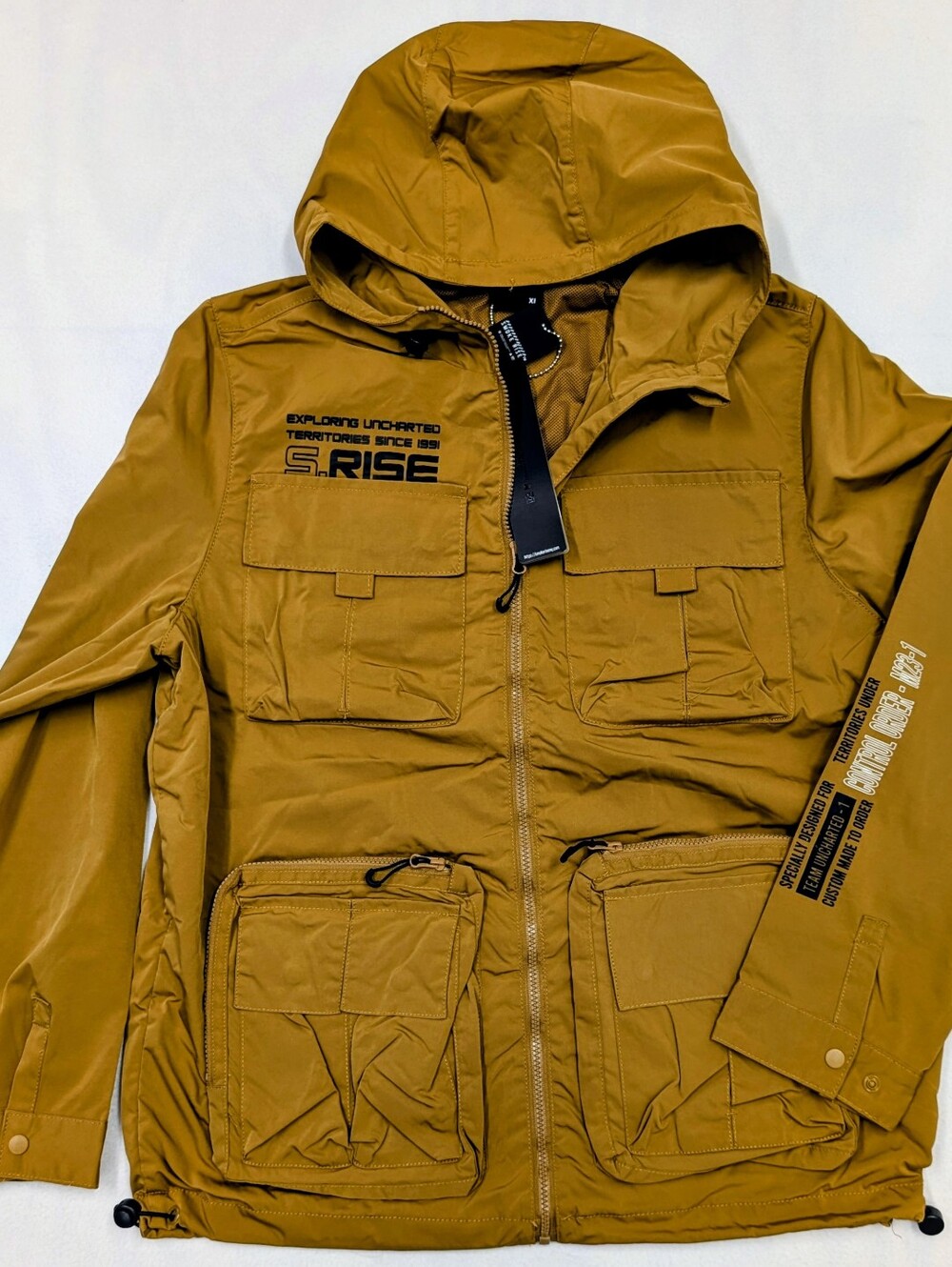 Smoke Rise Men's Nylon Utility Jacket Rust Brown Multi Pocket NWT Size XL